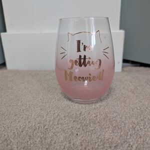 Pink and Gold Cat-Themed Wedding Glass
